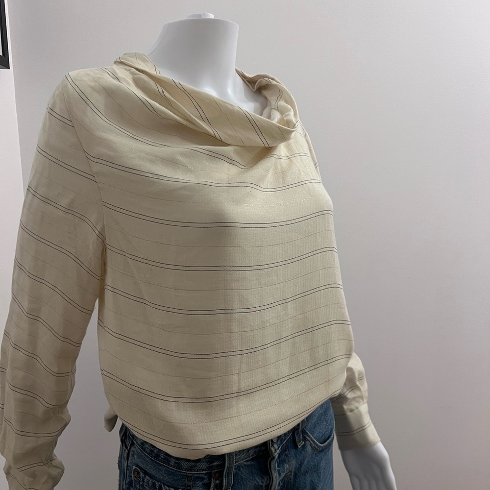 Elegant striped cowl neck blouse